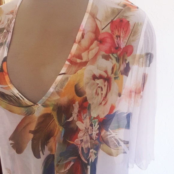 SEXY * WHITE MESH CHOKER * FLUTTER SLEEVE TOP * 3X - Picture 3 of 7